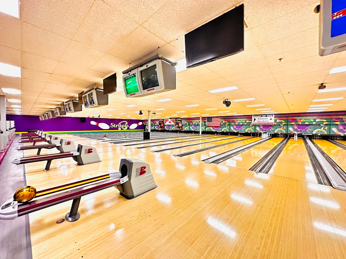 Bowling lanes at Strikers Entertainment Center